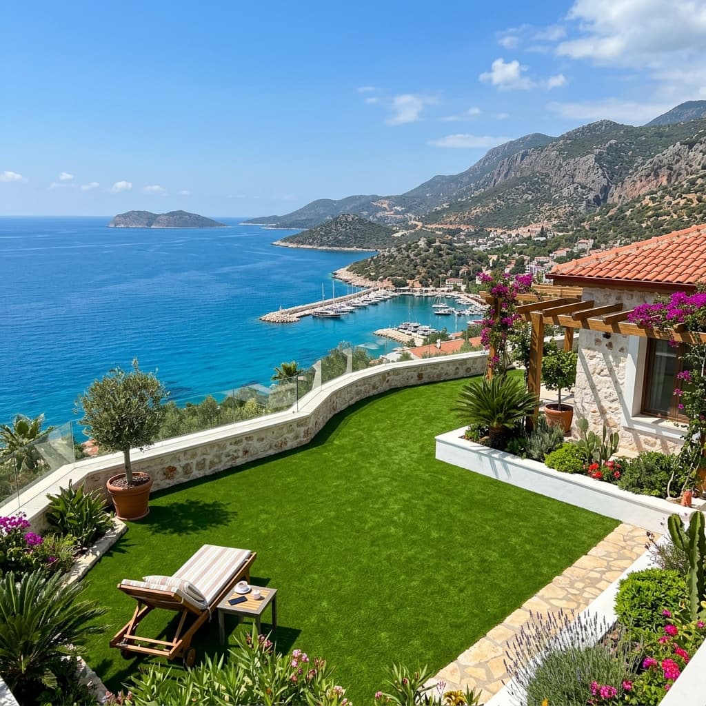 Kaş Villa Bahçesi Çim Halı Peyzajı